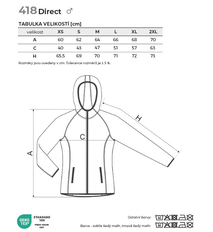 418 Direct stretch fleece dámský Tabulka velikostí